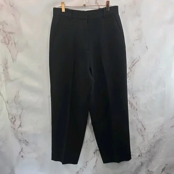 & Other Stories Pants Womens 6 Black High Rise Straight Leg Crop Ankle